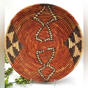 Traditional African Sisal Hand-Woven Coil Basket 15.5” wide